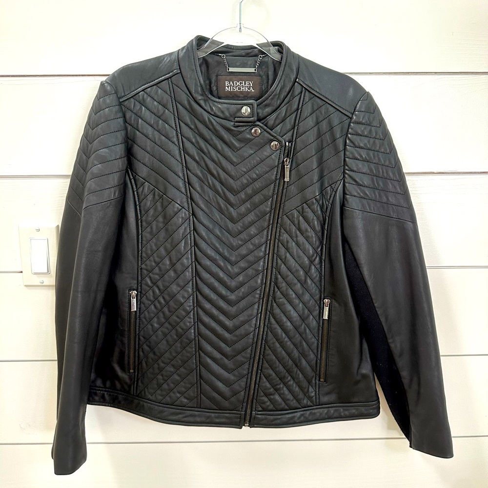 Badgley Mischka black leather jacket